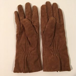Soft brown suede winter gloves